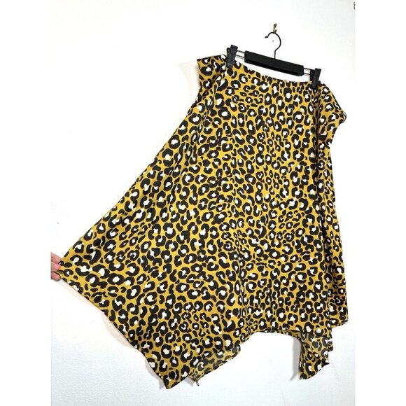 Who What Wear Women Skirt 20W Yellow Animal Print‎ Scarf Hem Cheetah Leopard - Picture 2 of 10